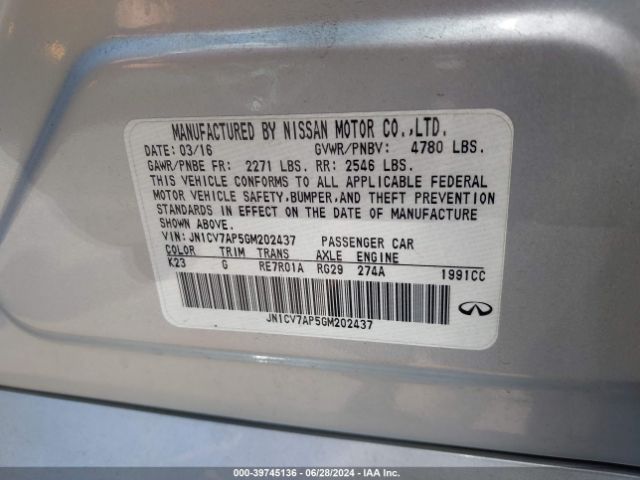 JN1CV7AP5GM202437 Infiniti Q50 2.0t Premium