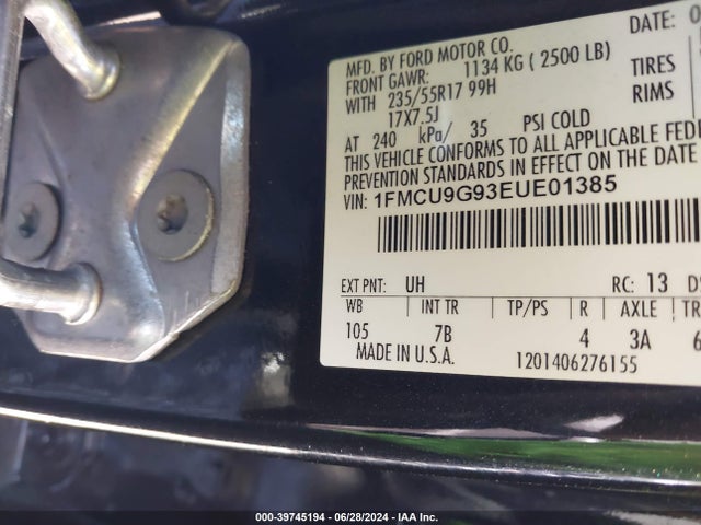 Ford ESCAPE SE 2014 1FMCU9G93EUE01385 Image 9