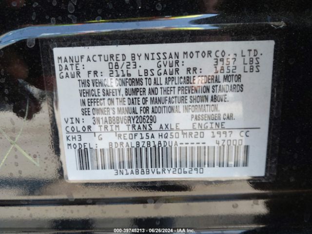 3N1AB8BV6RY206290 Nissan Sentra S Xtronic Cvt