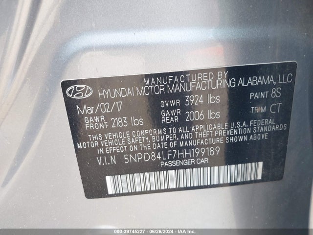 Hyundai Elantra Value Edition 2017 5NPD84LF7HH199189 Image 9