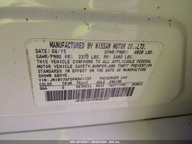JN1BV7AP0FM345337 Infiniti Q50 Premium