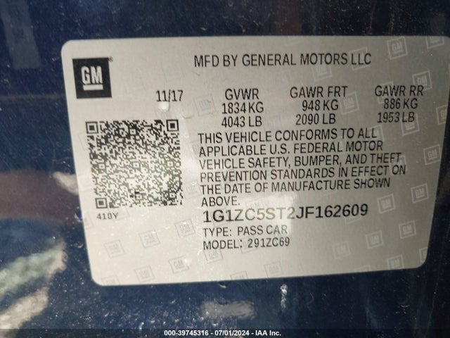Chevrolet Malibu 1fl 2018 1G1ZC5ST2JF162609 Image 9