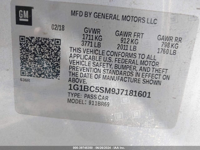 Chevrolet Cruze Ls Auto 2018 1G1BC5SM9J7181601 Image 9
