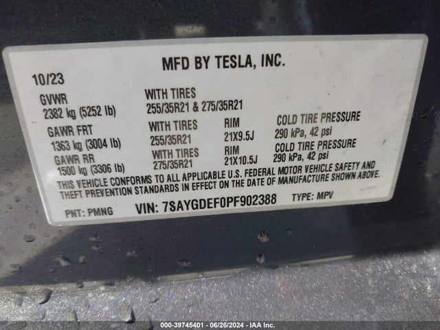 7SAYGDEF0PF902388 Tesla Model Y Awd/performance Dual Motor All-wheel Drive