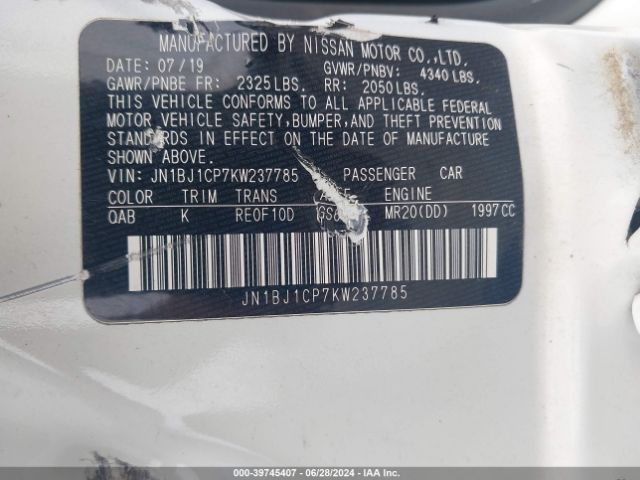 JN1BJ1CP7KW237785 Nissan Rogue Sport Sv