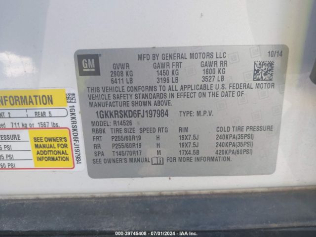 1GKKRSKD6FJ197984 GMC Acadia Slt-2