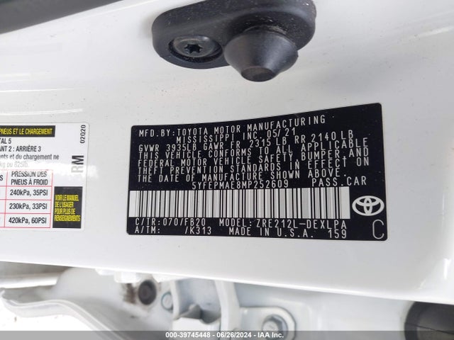 Toyota COROLLA LE 2021 5YFEPMAE8MP252609 Image 9