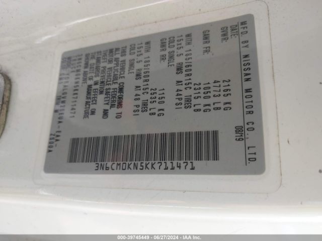 3N6CM0KN5KK711471 Nissan NV200 SV