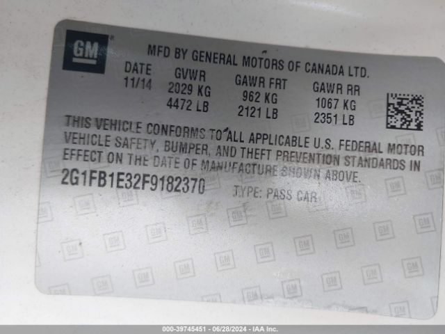 2G1FB1E32F9182370 Chevrolet Camaro 2ls