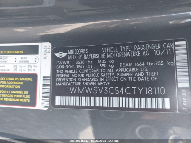 2012 MINI COOPER S WMWSV3C54CTY18110 Photo 8