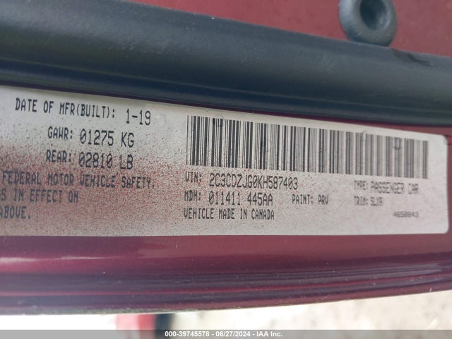 Dodge Challenger Gt 2019 2C3CDZJG0KH587403 Image 9