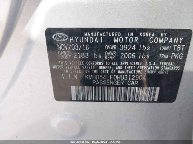 KMHD84LF0HU312904 Hyundai Elantra Limited