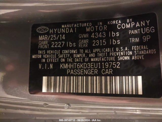 Hyundai Genesis 2.0t Premium 2014 KMHHT6KD3EU119752 Image 9