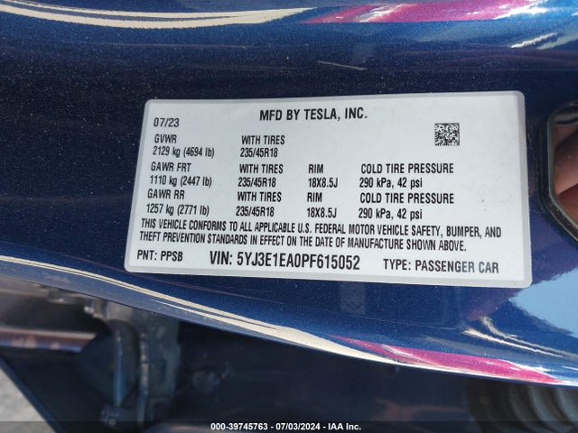 2023 TESLA MODEL 3 5YJ3E1EA0PF615052 Photo 8