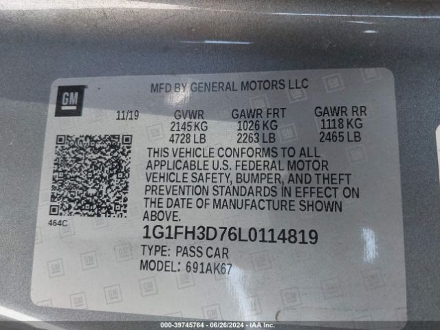 1G1FH3D76L0114819 Chevrolet Camaro Rwd  2ss