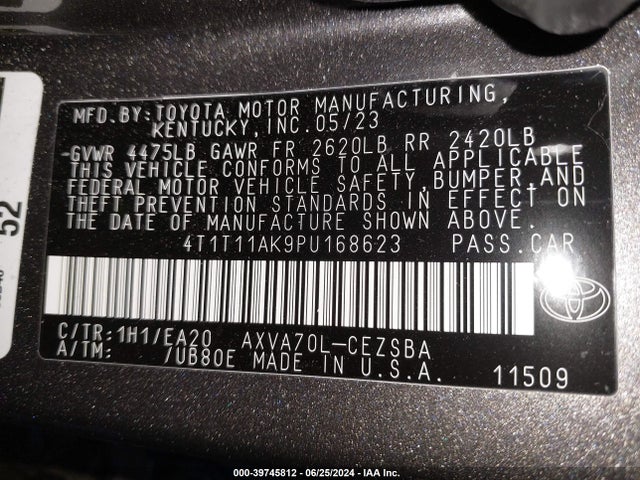 Toyota CAMRY SE 2023 4T1T11AK9PU168623 Image 9