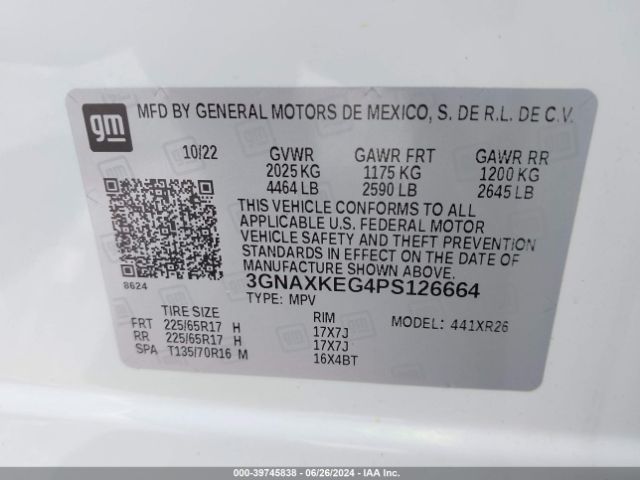3GNAXKEG4PS126664 Chevrolet Equinox Fwd Lt