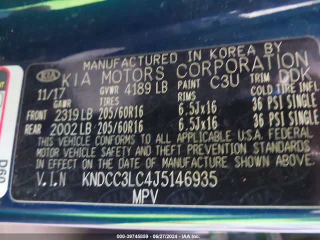 KNDCC3LC4J5146935 KIA NIRO EX