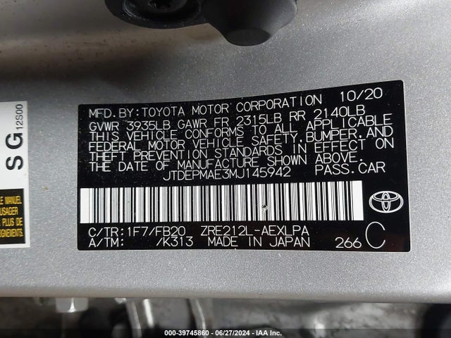 Toyota COROLLA LE 2021 JTDEPMAE3MJ145942 Image 9