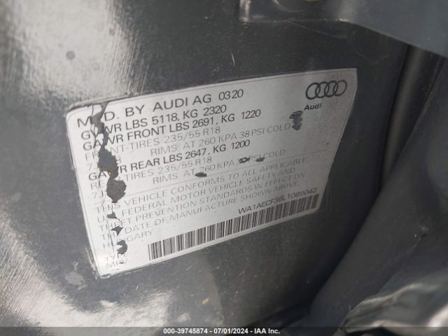 WA1AECF36L1089042 Audi Q3 Premium 45 Tfsi Quattro Tiptronic