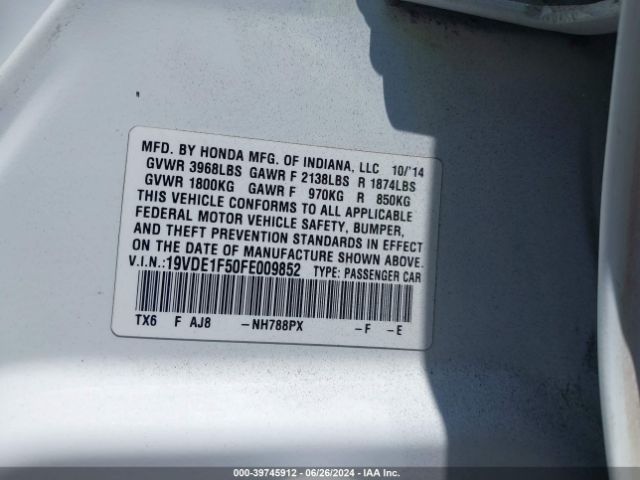 19VDE1F50FE009852 Acura Ilx 2.0l