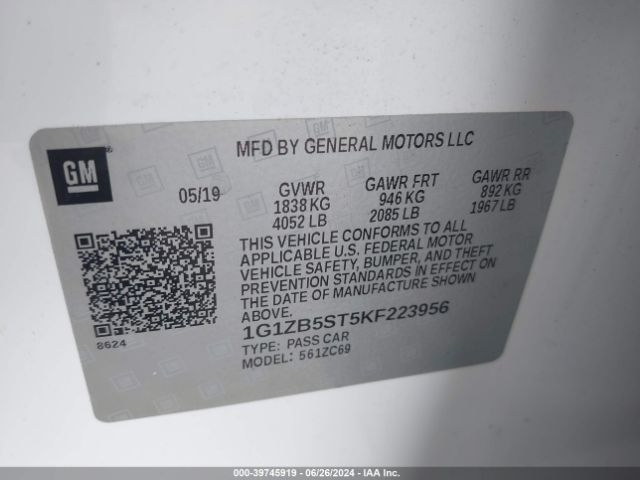 2019 CHEVROLET MALIBU 1G1ZB5ST5KF223956 Photo 8