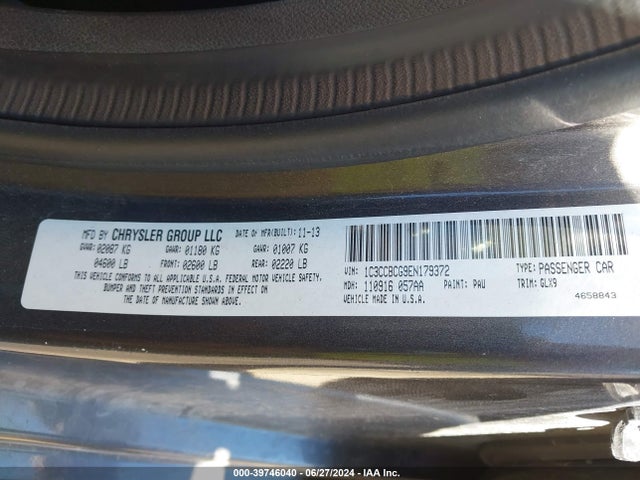 Chrysler 200 Limited 2014 1C3CCBCG9EN179372 Image 9