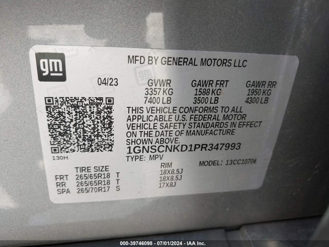 Chevrolet Tahoe 2wd Lt 2023 1GNSCNKD1PR347993 Image 9
