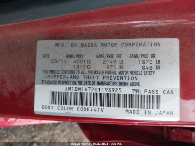 JM1BM1V72E1193925 Mazda Mazda3 I Touring