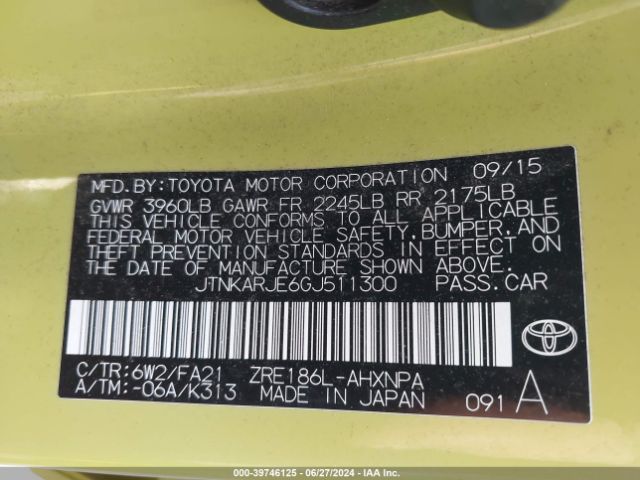 JTNKARJE6GJ511300 Scion IM