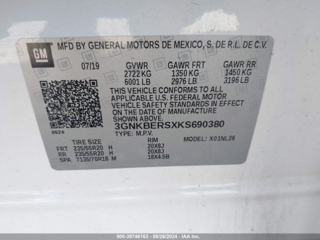 3GNKBERSXKS690380 Chevrolet BLAZER RS
