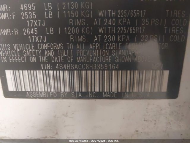 4S4BSACC8H3359164 Subaru Outback 2.5i Premium