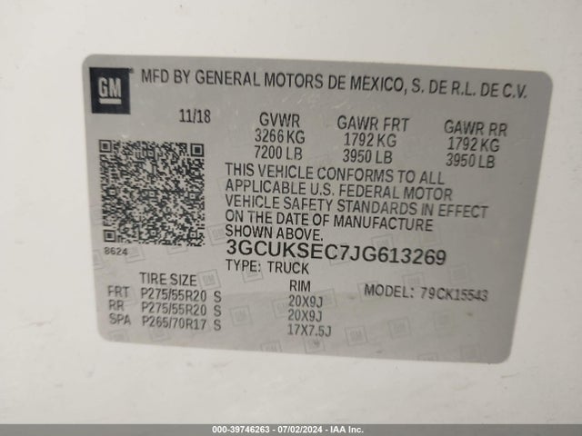 Chevrolet Silverado 1500 1lz 2018 3GCUKSEC7JG613269 Image 9