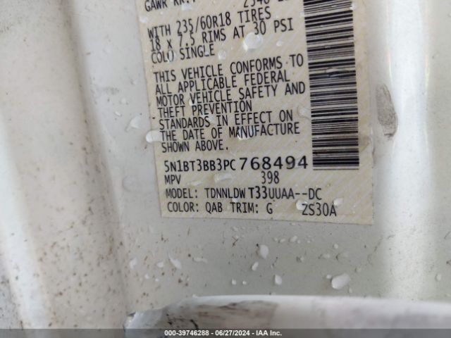 5N1BT3BB3PC768494 Nissan Rogue Sv Intelligent Awd