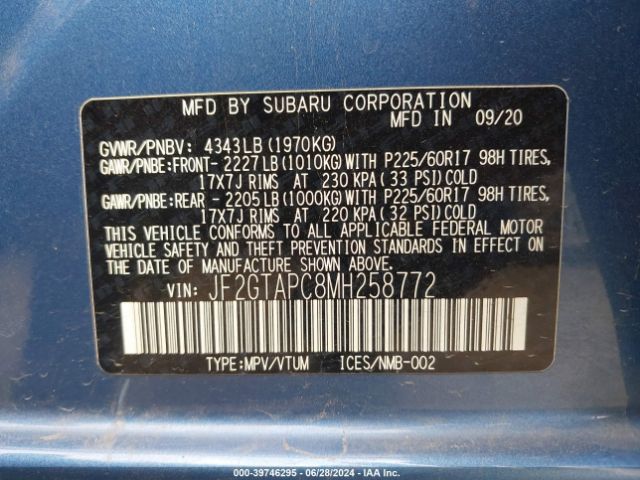 JF2GTAPC8MH258772 Subaru Crosstrek Premium