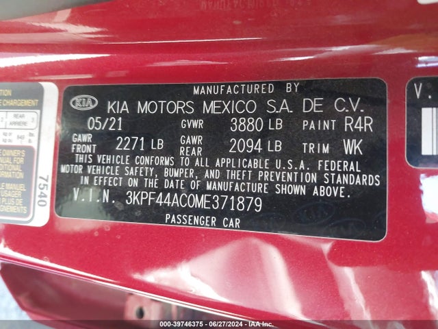 KIA Forte Gt Manual 2021 3KPF44AC0ME371879 Image 9