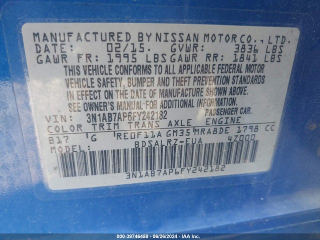 Nissan SENTRA SR 2015 3N1AB7AP6FY242182 Image 9