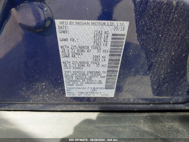 Nissan ROGUE SV 2019 5N1AT2MV1KC718490 Image 9