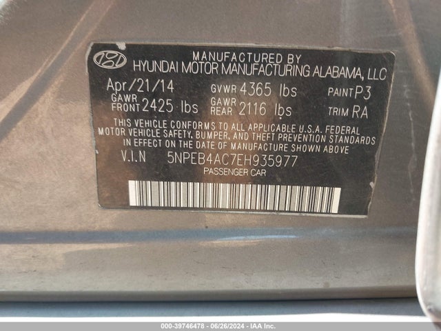 Hyundai SONATA GLS 2014 5NPEB4AC7EH935977 Image 9