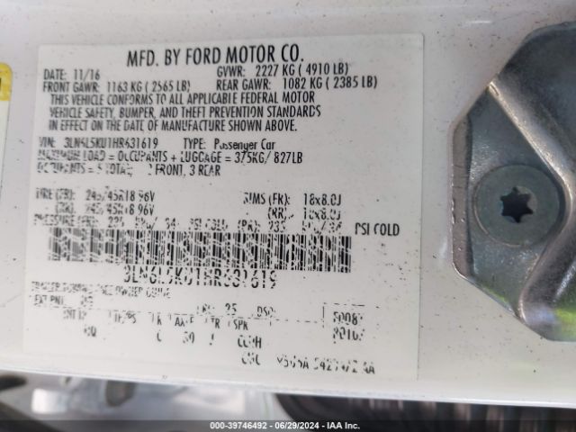 2017 LINCOLN MKZ HYBRID 3LN6L5KU1HR631619 Photo 8