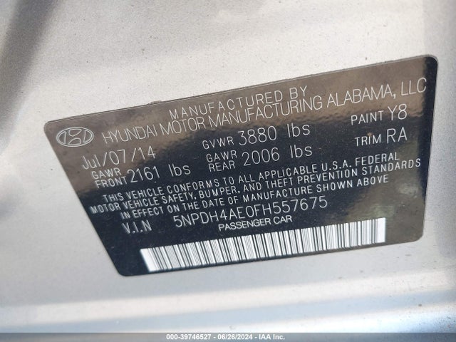 Hyundai ELANTRA SE 2015 5NPDH4AE0FH557675 Image 9