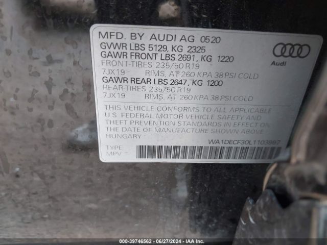 WA1DECF30L1103997 Audi Q3 Premium 45 Tfsi S Line Quattro Tiptronic