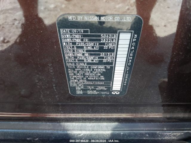 3PCAJ5M30LF103444 Infiniti Qx50 Luxe Awd