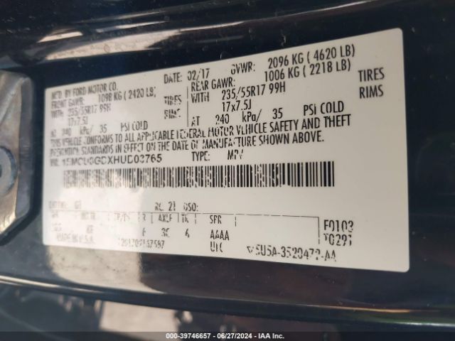 1FMCU0GDXHUD03765 Ford ESCAPE SE