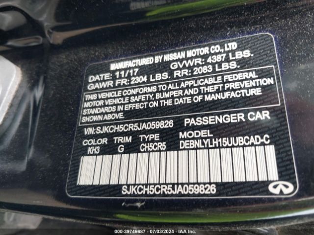 SJKCH5CR5JA059826 Infiniti Qx30 Premium