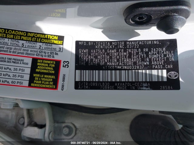 Toyota CAMRY XSE 2022 4T1K61AK3NU032837 Image 9