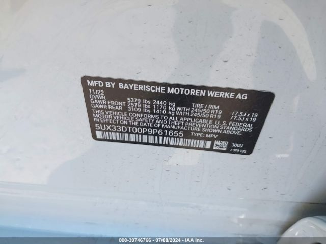 5UX33DT00P9P61655 BMW X4 Xdrive30i