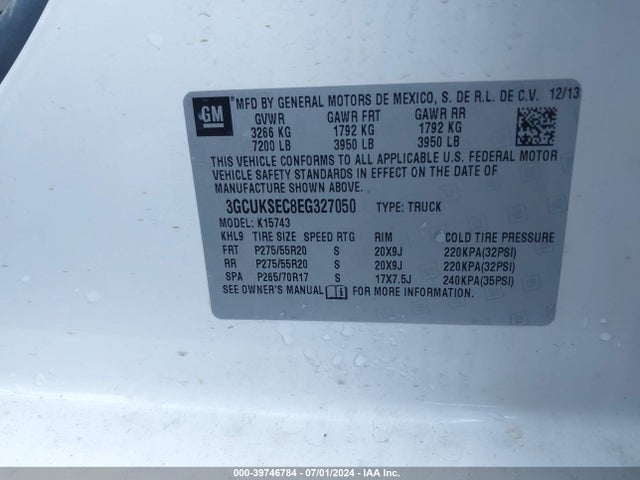 Chevrolet Silverado 1500 2lz 2014 3GCUKSEC8EG327050 Image 9