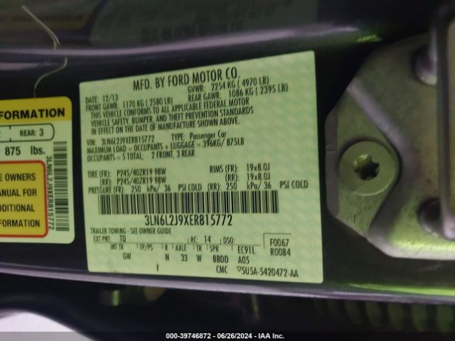 3LN6L2J9XER815772 Lincoln MKZ