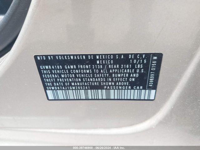 3VWD67AJ1GM265241 Volkswagen Jetta 1.4t Se